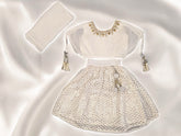 White and Gold Sequin Lengha