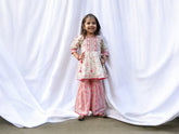 White Gharara with Pink Floral Prints