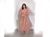 Pink Leaf Maternity Kurti