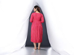 Pink Bandhani Maternity Kurti