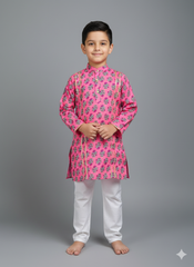 Boys Gulabi Garden Matching Kurta Pajama - Son