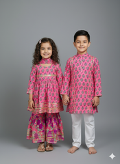 Mini Gulabi Garden Matching Gharara Set - Daughter