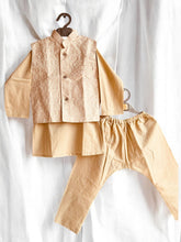 Pale Gold Chikankari Waistcoat and Kurta Pajama