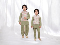 Mint Green Suit with Waistcoat, Dhoti and Pants (2 in 1)