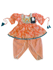 Peach and White Floral Dhoti