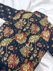 Navy Red Floral Waistcoat and Dhoti Set