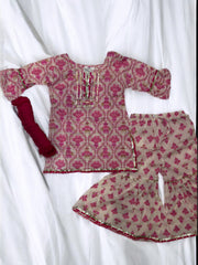 Pink and White Gharara - Daughter