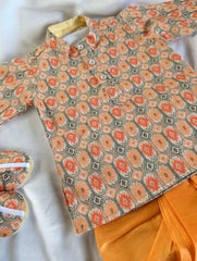 Orange Kurta Dhoti with hints of Blue