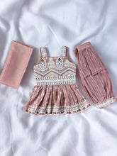 Pink Thread Work Peplum Harem Suit