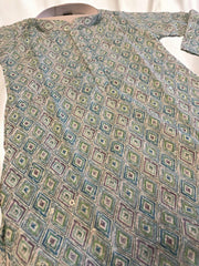 Sea Blue Sequin Diamond Design Kurta Pajama