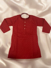 Deep Red Thread Work Kurta Pajama