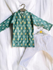 Chanderi Turquoise Kurta Pajama