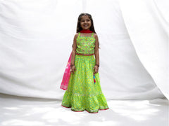 Green Bandhani Lengha