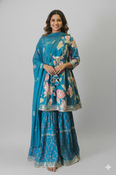 Ocean Blue Matching Gharara - Mother