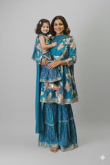 Ocean Blue Matching Gharara - Mother
