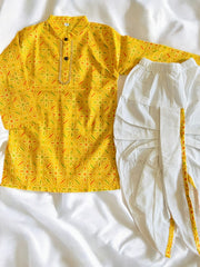 Yellow Bandhani Kurta Dhoti