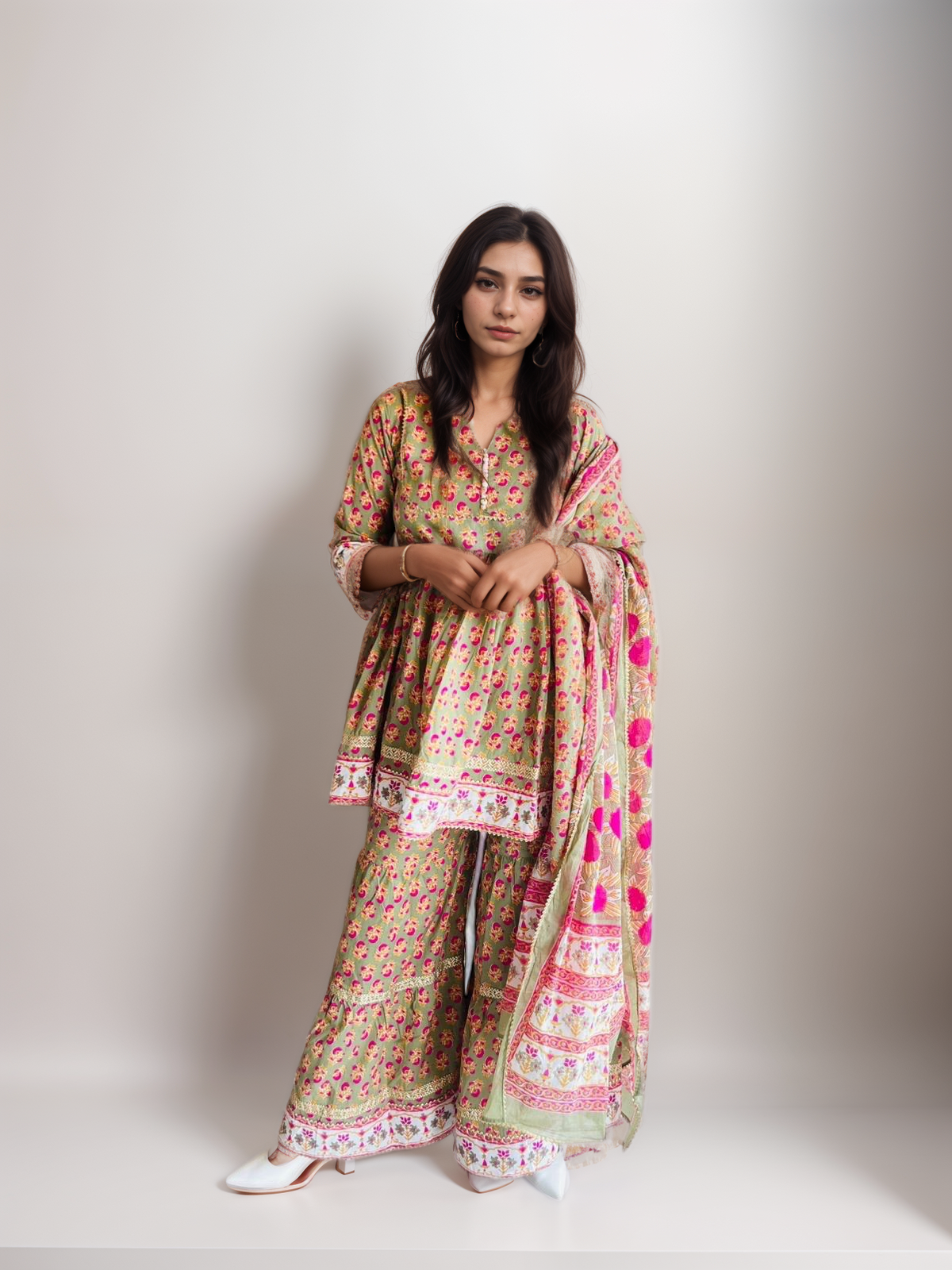 Mint Garden Matching Gharara - Mother
