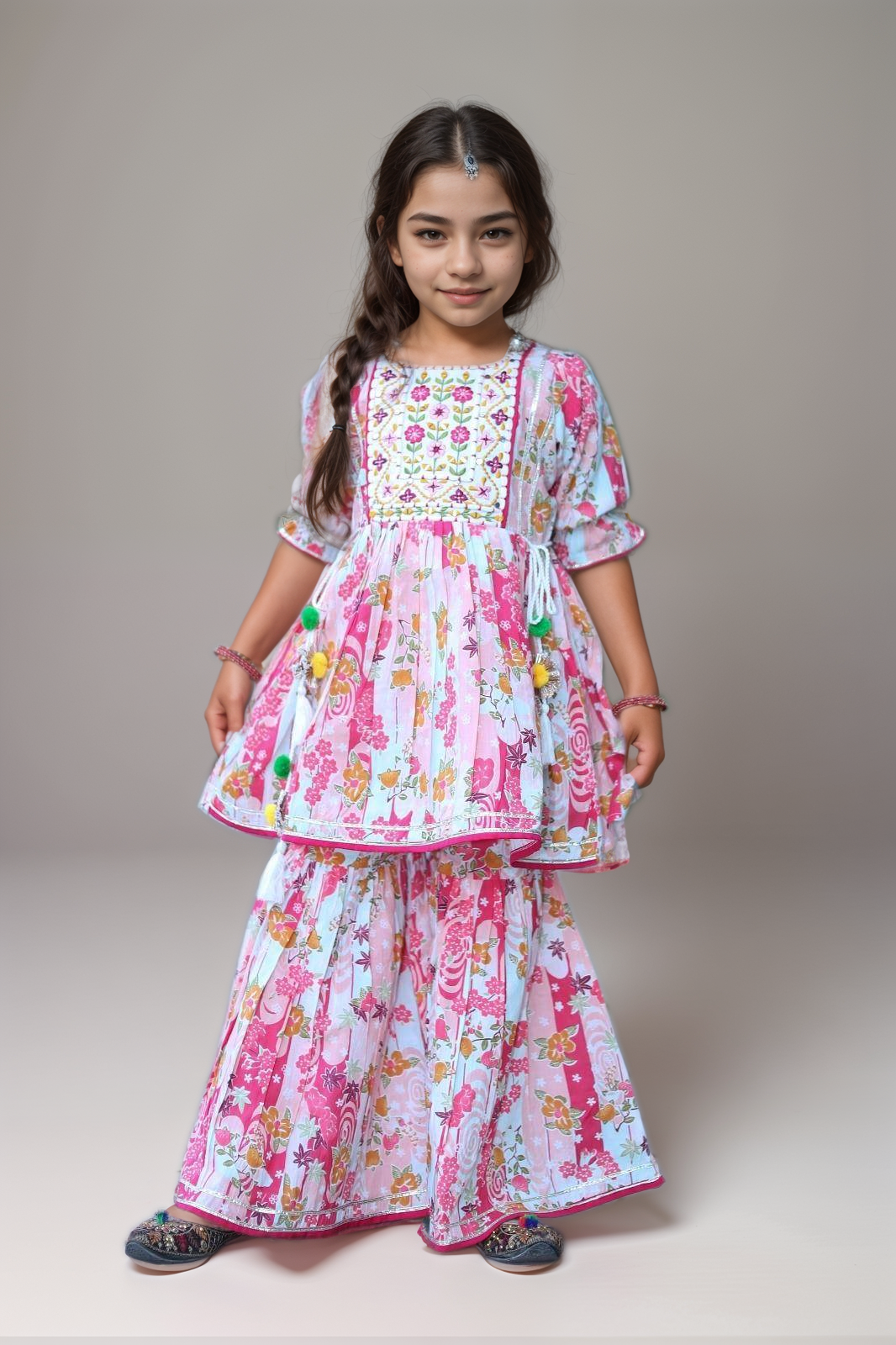Pink Floral Gharara