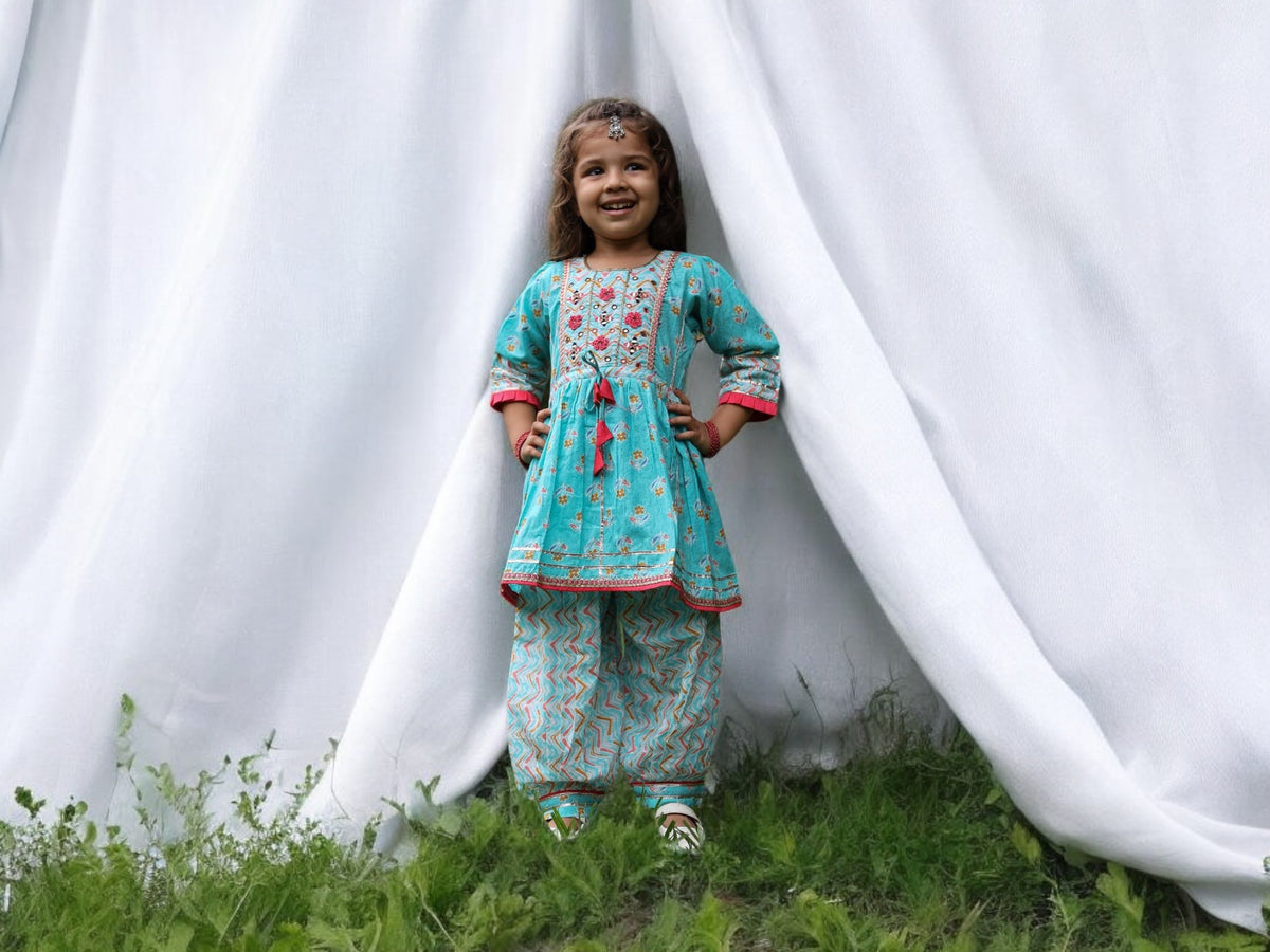 Turquoise Harem Pant Cotton Gharara