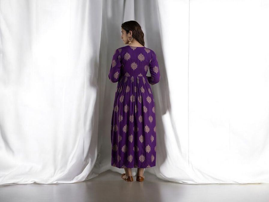 Purple Printed Maternity Kurti