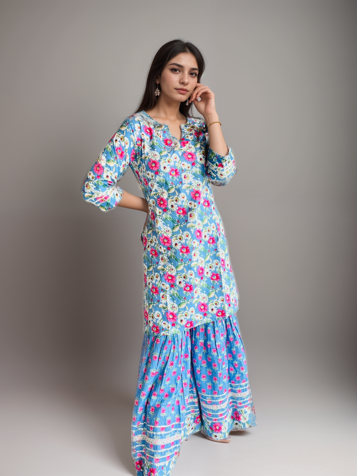 Floral Breeze Matching Gharara Set - Mother