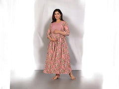 Pink Leaf Maternity Kurti