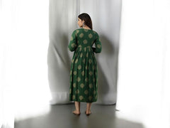 Bottle Green Printed Maternity Kurti