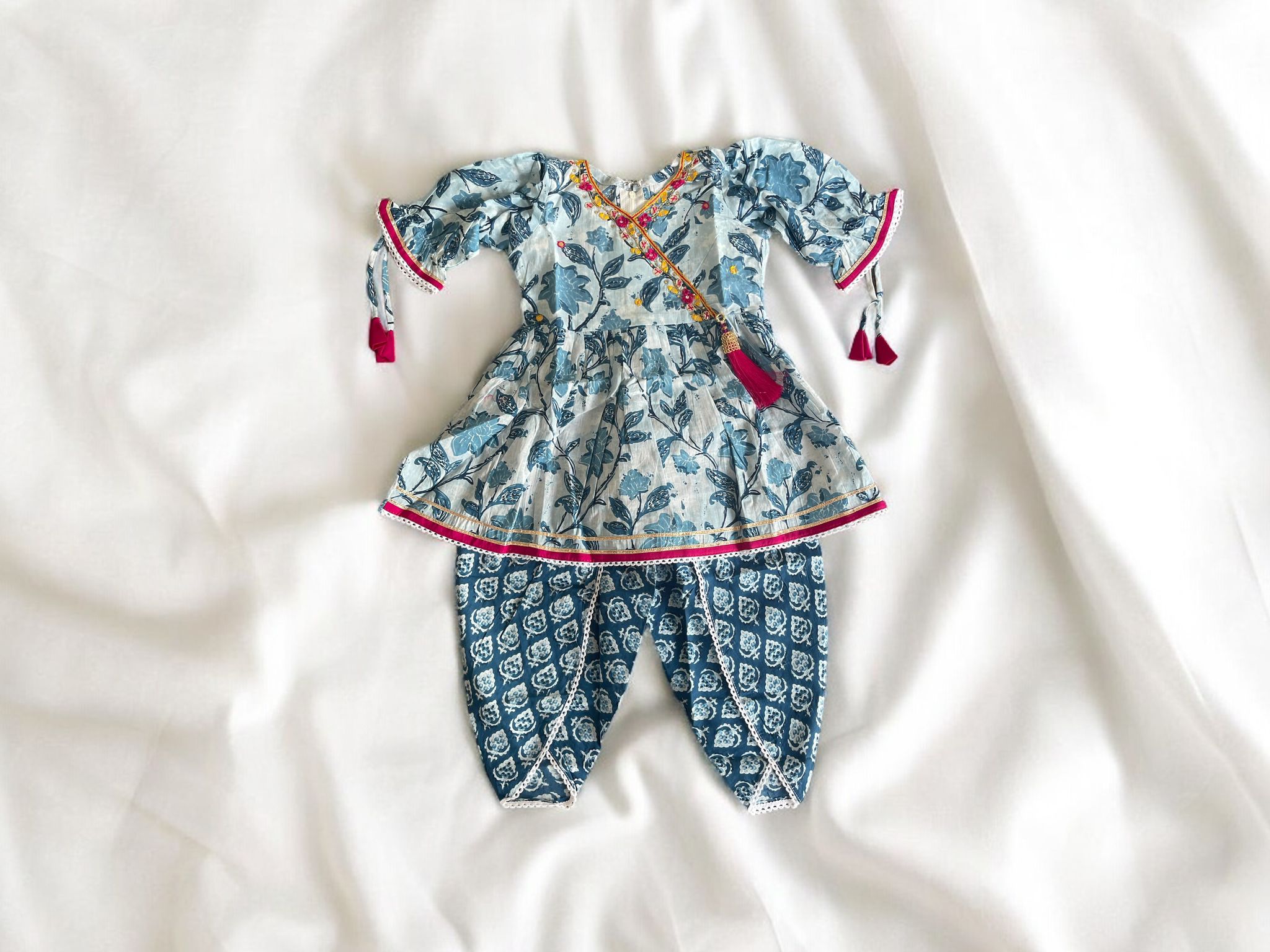 Blue Leaf Dhoti Kurti Suit