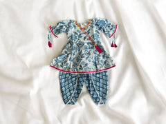 Blue Leaf Dhoti Kurti Suit