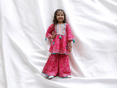 Pink Bandhani Print Cotton Gharara
