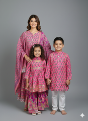 Gulabi Garden Matching Gharara Set - Mother