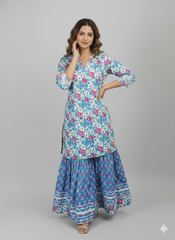Floral Breeze Matching Gharara Set - Mother