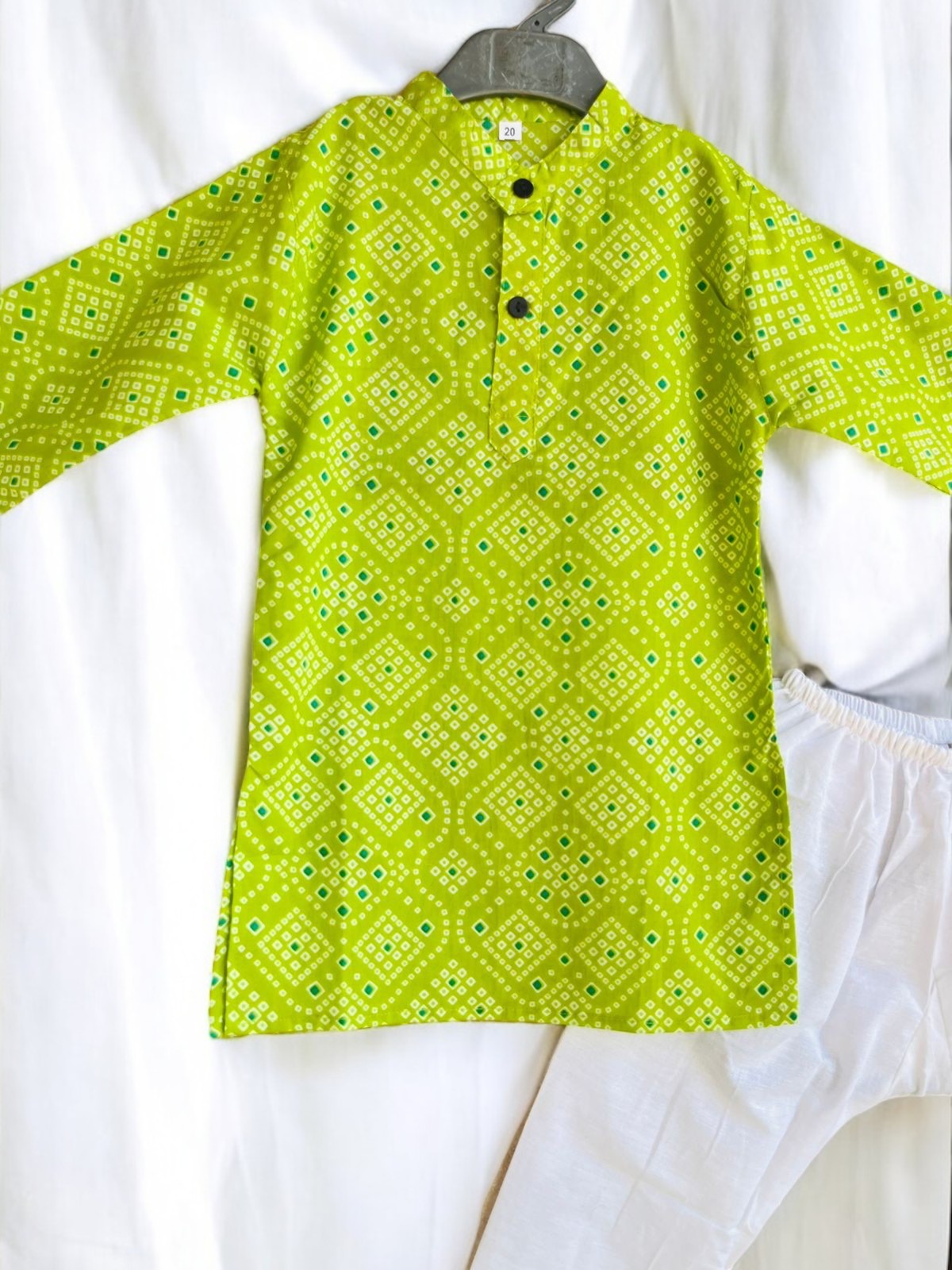 Lime Green Bandhani Kurta Pajama