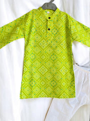 Lime Green Bandhani Kurta Pajama
