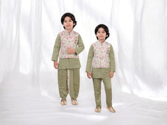 Mint Green Suit with Waistcoat, Dhoti and Pants (2 in 1)