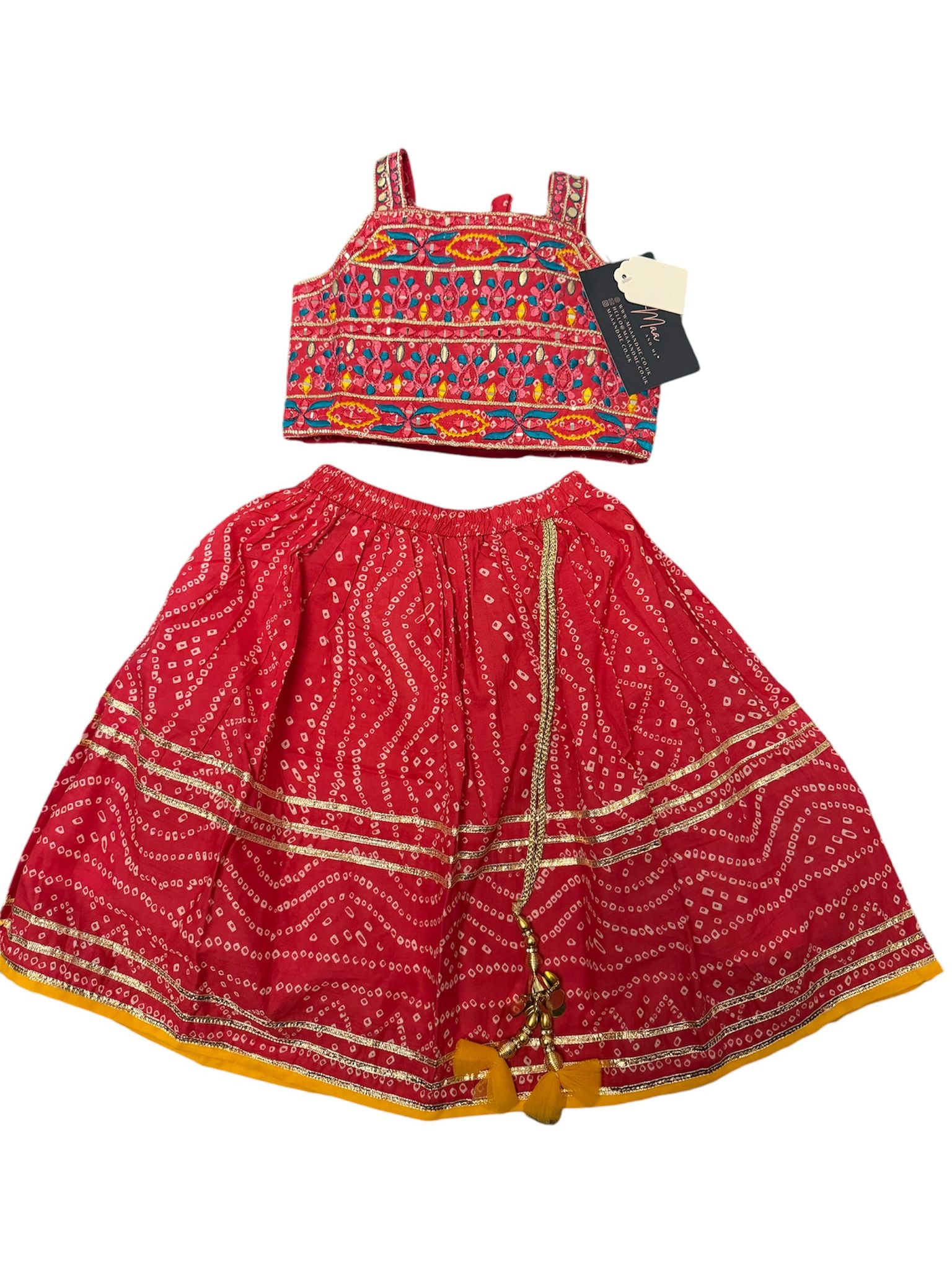 Pink Bandhani Lengha