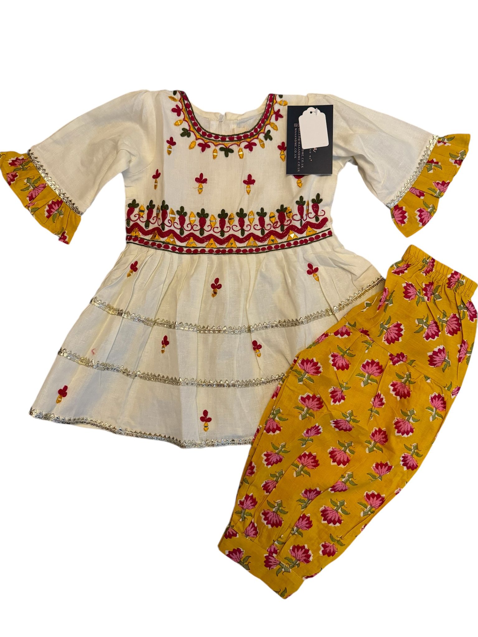 White and Yellow Peplum Harem