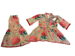 Collared Pink Floral Gharara