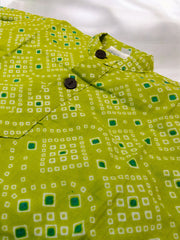 Lime Green Bandhani Kurta Pajama