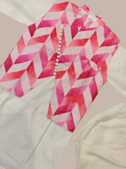 Pink Geometric Waistcoat and White Kurta Pajama
