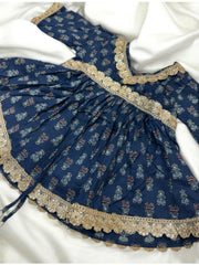 Navy Flower Print Gharara