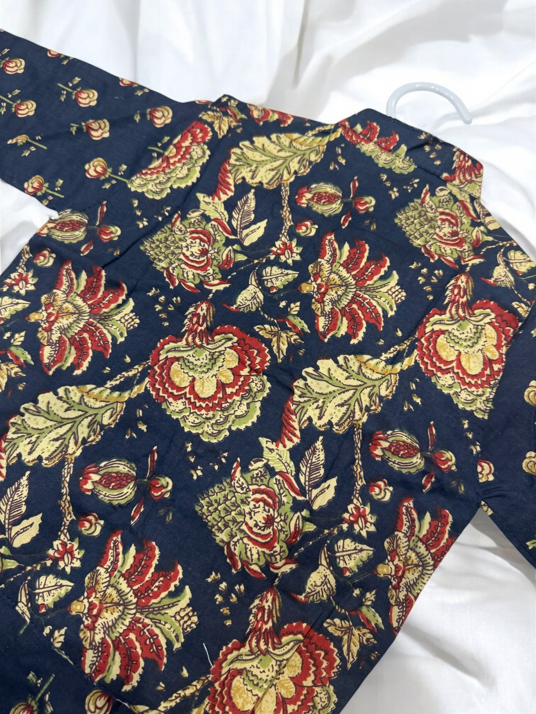 Navy Red Floral Waistcoat and Dhoti Set