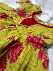 Mint Green and Pink Floral Dhoti Suit