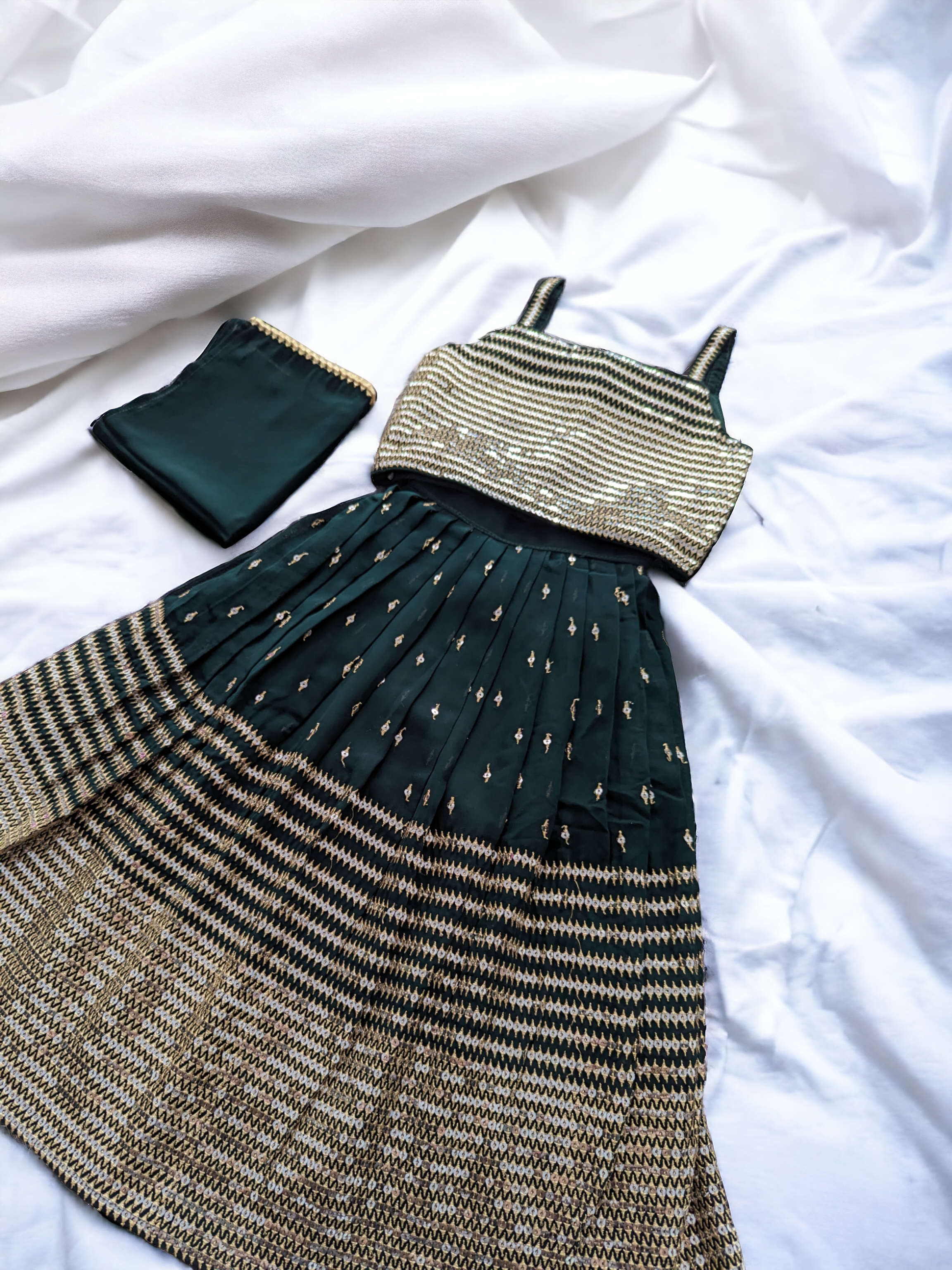Green Mirror Lengha