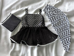 Black and White Peplum Dhoti