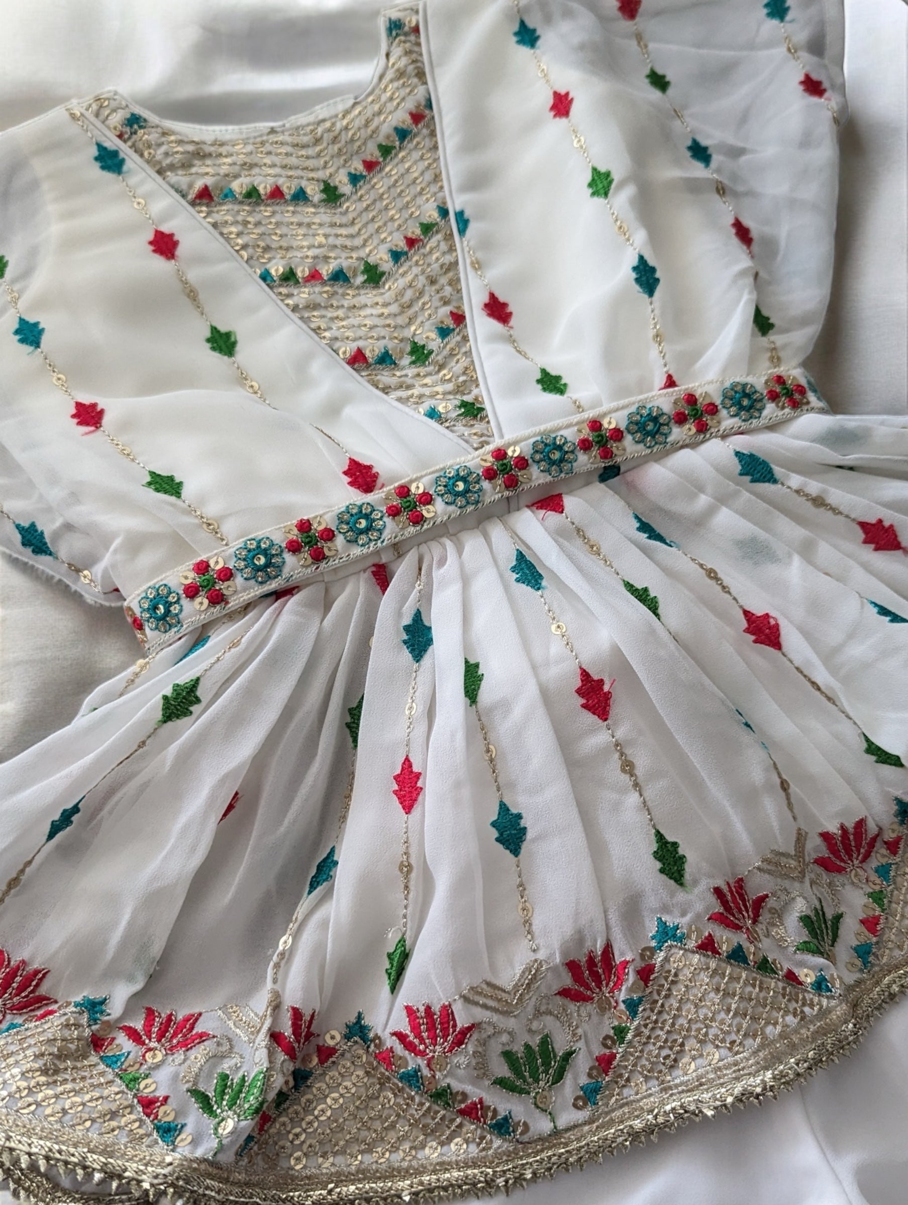 White Embroidered Gharara