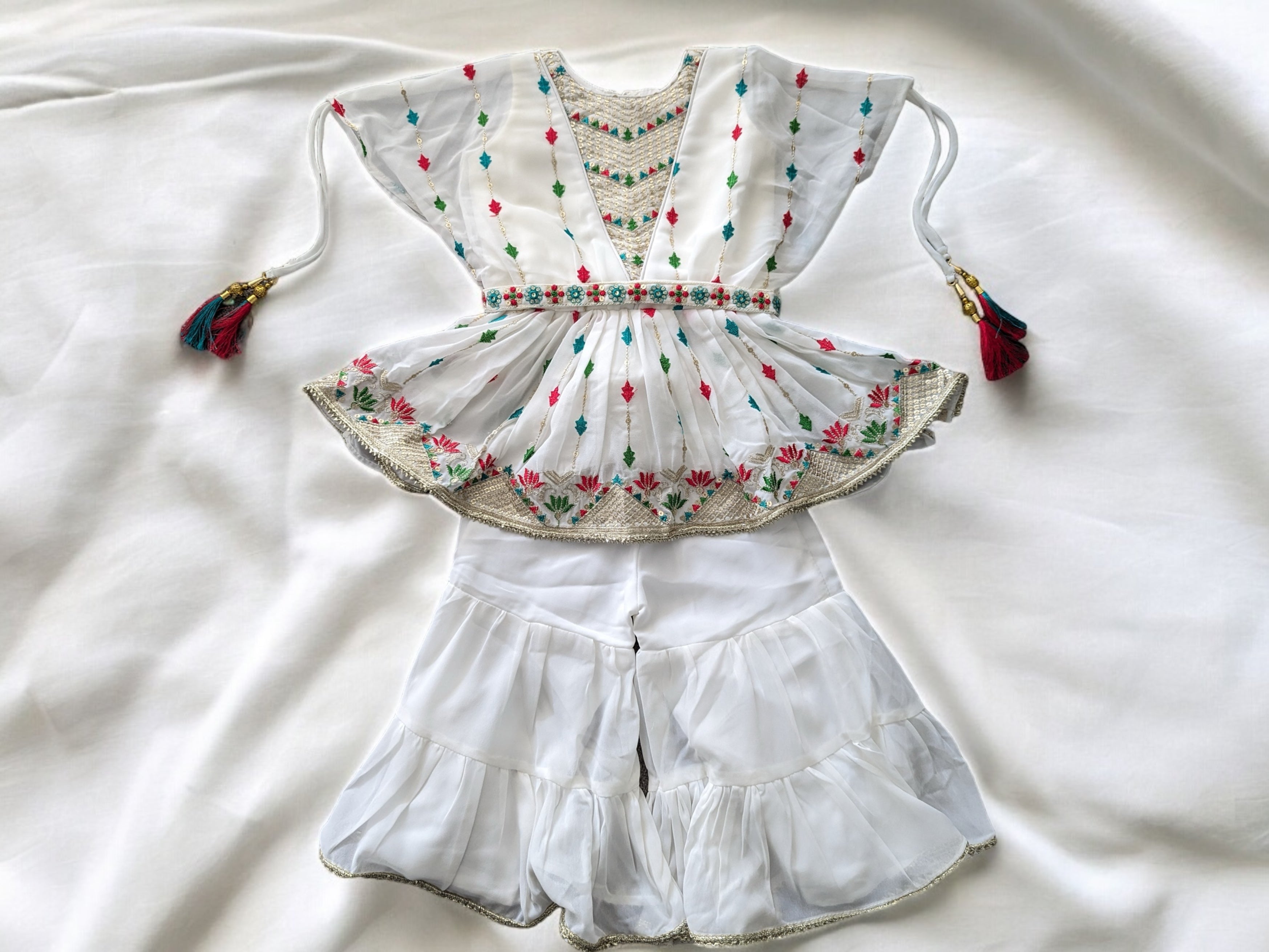 White Embroidered Gharara