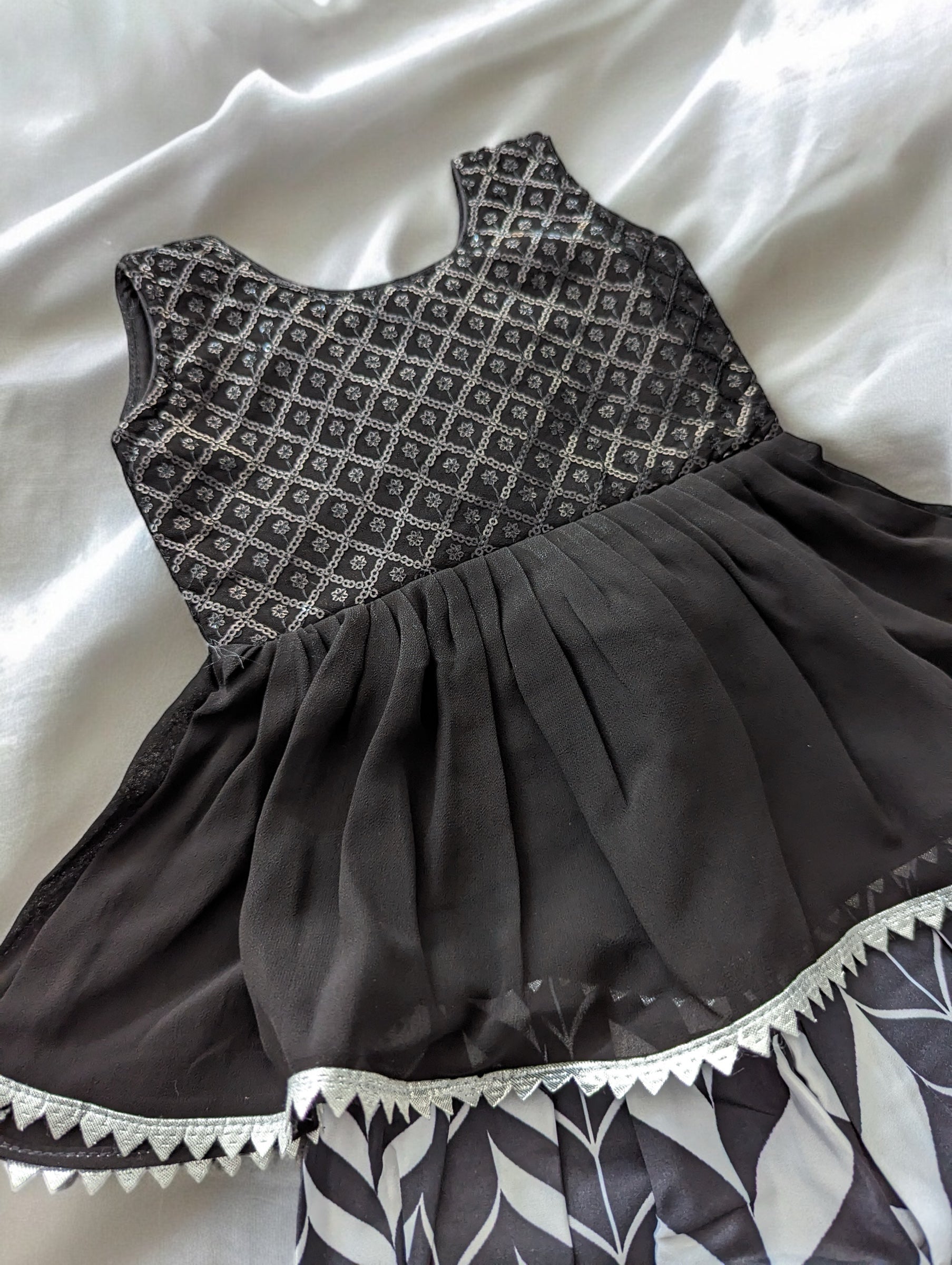 Black Sequin Peplum Harem Suit