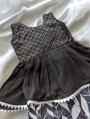 Black Sequin Peplum Harem Suit