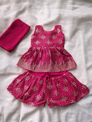 Pink and Gold Sequin Gharara